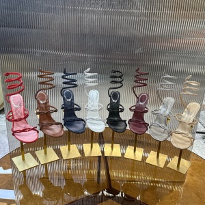 rene caovilla bella braided leather snake-wrap sandals shoes